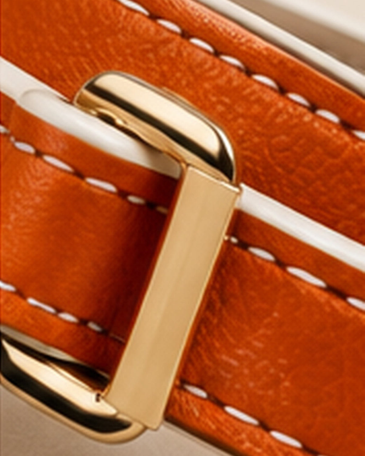 La Pétillante, orange and white: buckle detail